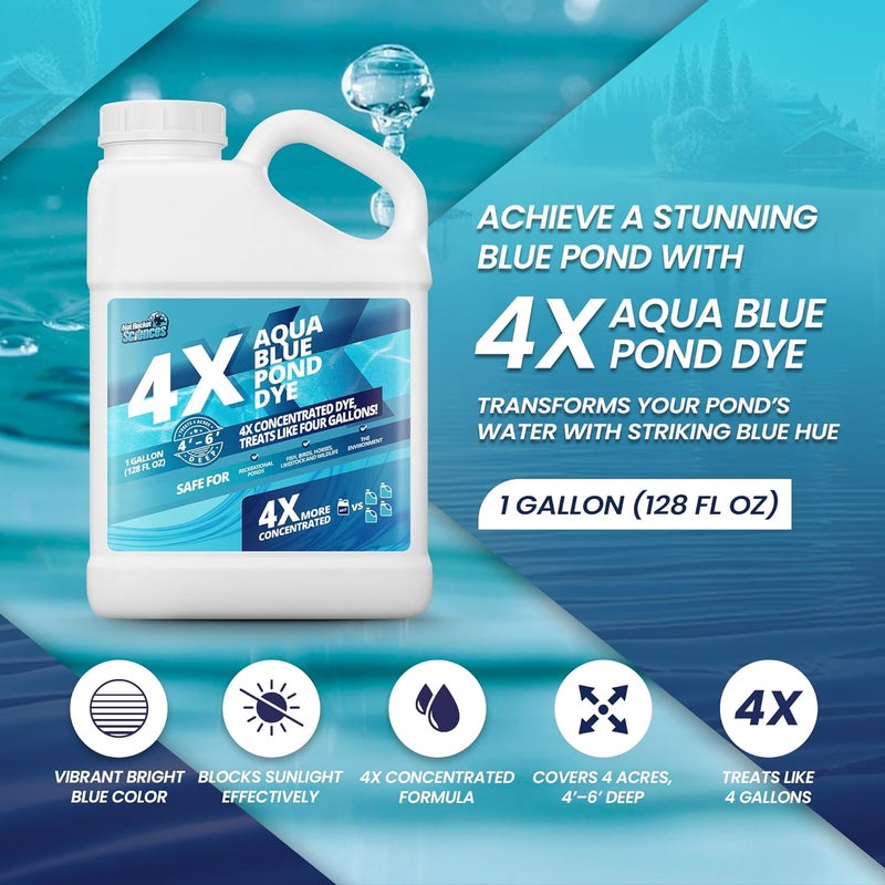 Not Rocket Sciences 1 Gallon Aqua Blue Pond Dye 4X Concentrate, Lake & Pond Dye Blue for Aqua Colored Water, Ideal Lake Colorant, Aquashade Colorant That Protects Against Sunlight - Ideal for Fish and Wildlife - Image 2
